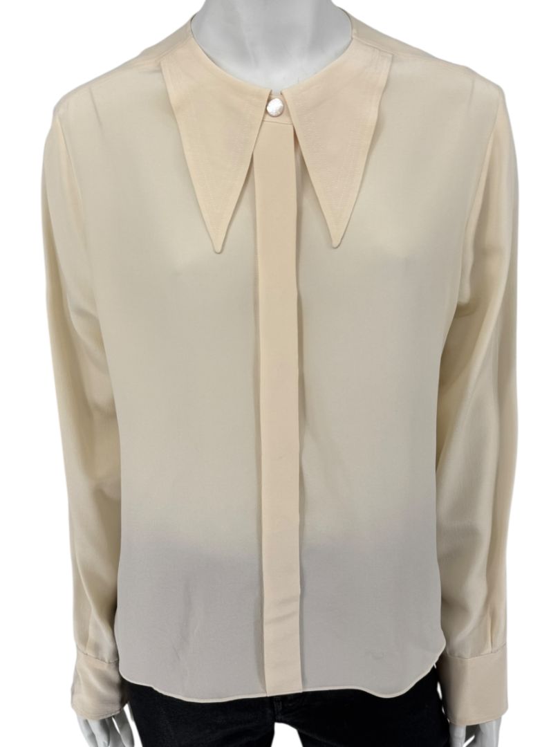 Chanel Ivory Silk Blouse – Spring 2001 Collection – Size FR 42 (US 10)