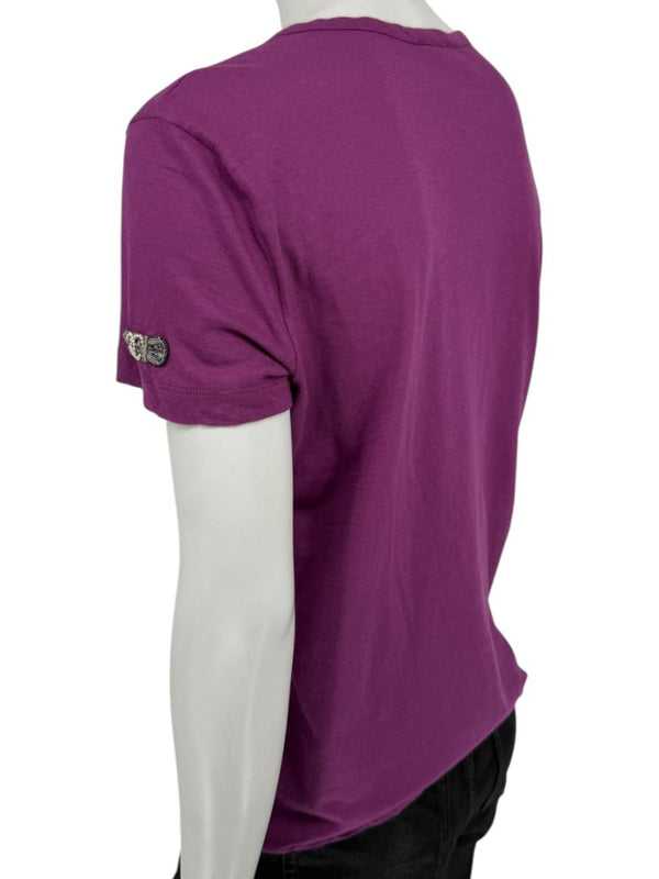 Chanel Purple Cotton T-Shirt with Beaded CC Logo – Spring 2009 Collection – Size FR 44 (US 10/12)