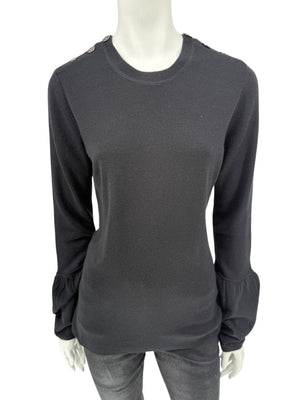 Burberry London Black Silk & Cashmere Knit Top – Size L