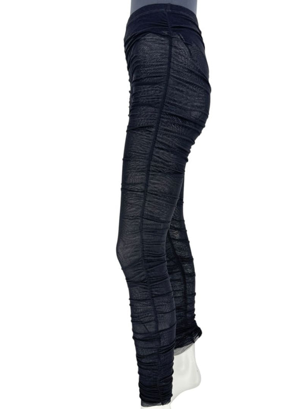 Jean Paul Gaultier Black Ruched Mesh Leggings – Size L