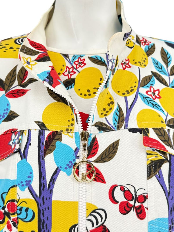 St. John Sport by Marie Gray Fruit & Butterfly Print T-Shirt &amp; Denim-Style Jacket Set – Size XL