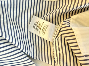 Lafayette 148 New York Navy & White Striped Sleeveless Shift Dress with Pockets – Size XL