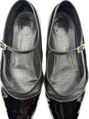 Chanel Patent Leather & Lambskin Mary Jane Ballet Flats – Size 41.5