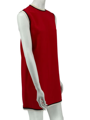 GUCCI Black Sleeveless Mini Dress with Red & Cream Trim - Size IT 46