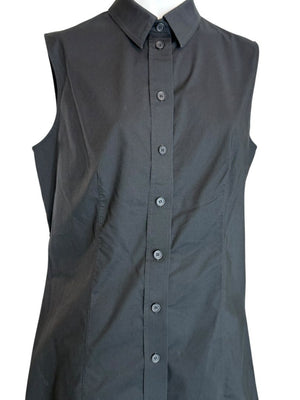 Pamella Roland Black Sleeveless Button-Front Blouse - Large