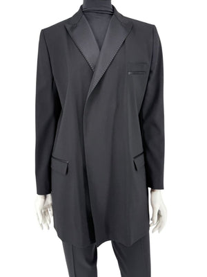 Dolce & Gabbana Black Wool-Silk Blend Tuxedo Blazer & Pants Set – Size IT 44 (US 8)