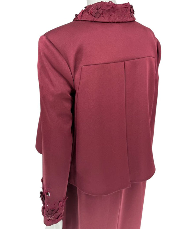 Pamella Roland Burgundy Embellished 2-Piece Set – Large