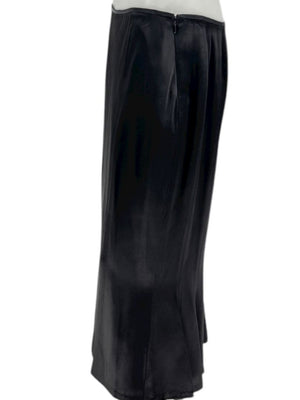 Carmen Marc Valvo Collection Black Bias-Cut Satin Skirt – Size 12