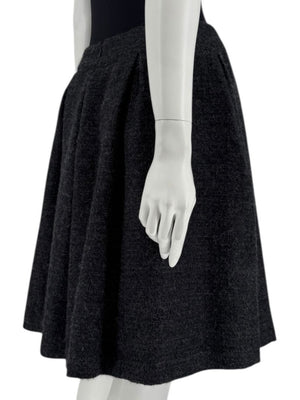 Ron Leal Charcoal Alpaca–Linen Pleated A-Line Skirt – Size 14