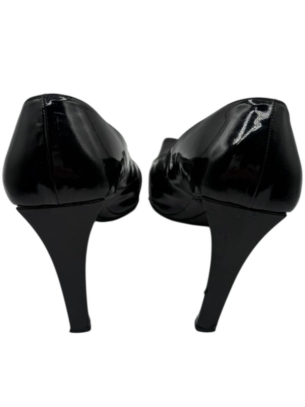 Vera Wang Black Patent Leather Buckle Heels – Size 10