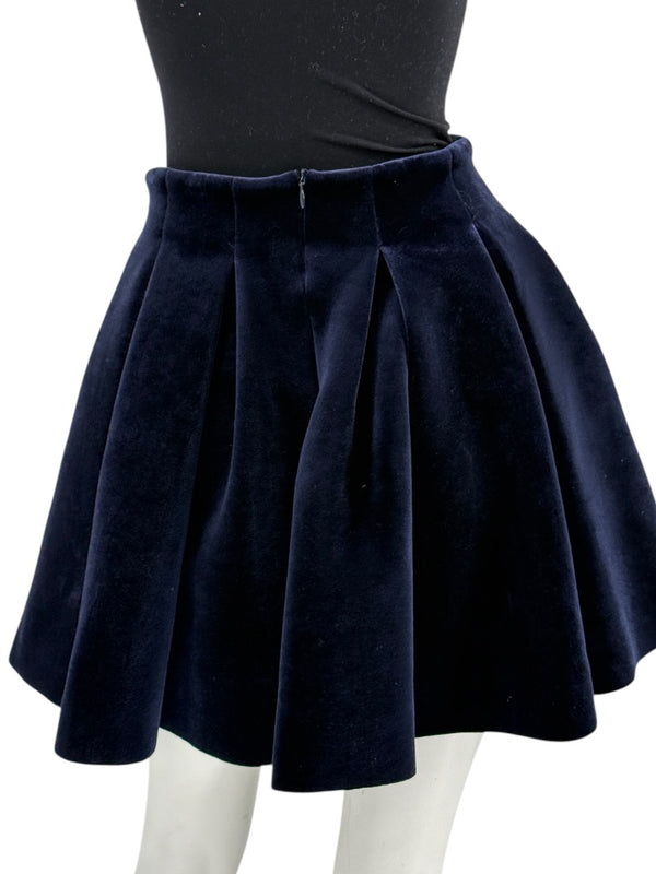 Maje Navy Blue Velvet Pleated Skirt – Size 38