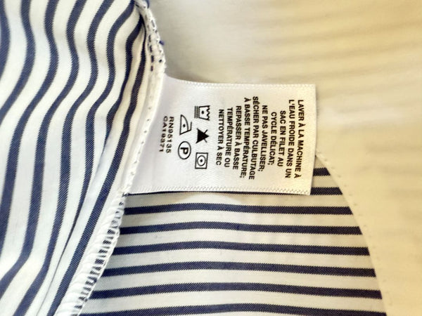 Lafayette 148 New York Navy & White Striped Sleeveless Shift Dress with Pockets – Size XL