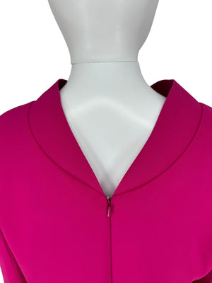 Pamella Roland Magenta Long Sleeve Shift Dress with Sculpted Cuff – Large