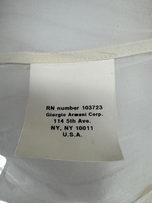 Giorgio Armani Sheer Silk-Blend Pleated Blouse – Size 38 – Made in Italy