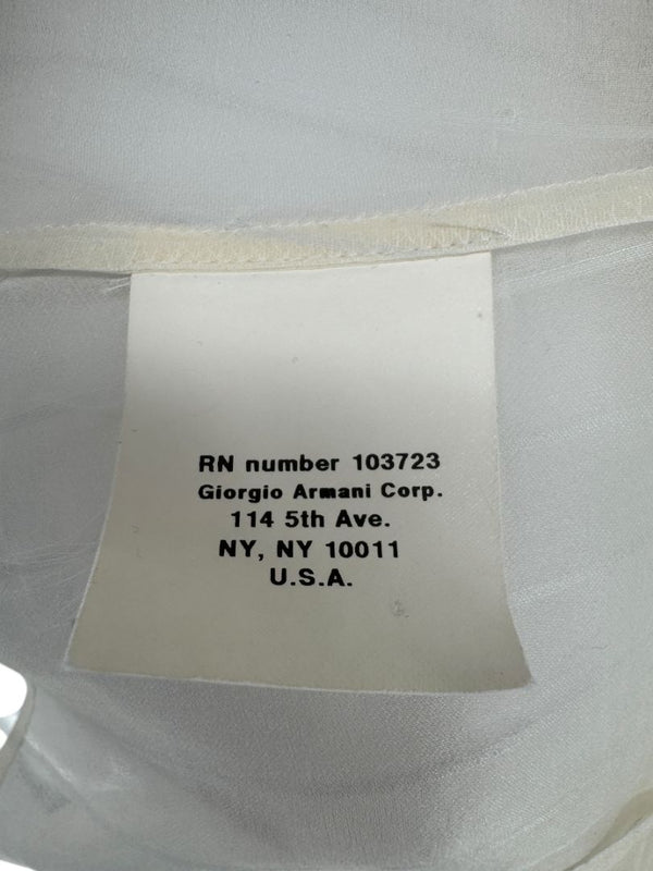 Giorgio Armani Sheer Silk-Blend Pleated Blouse – Size 38 – Made in Italy