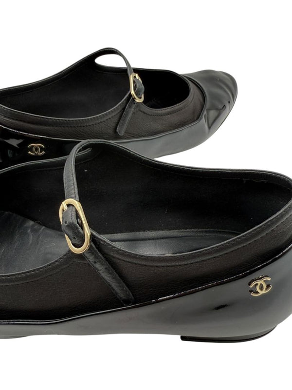 Chanel Patent Leather & Lambskin Mary Jane Ballet Flats – Size 41.5