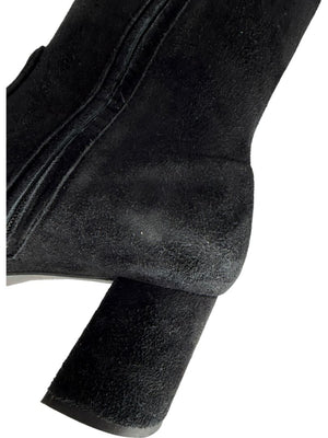 Prada Black Suede Block Heel Knee Boots – Size 39