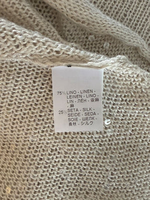 Brunello Cucinelli Beige Layered Linen & Silk Sequin Sweater – Size XL