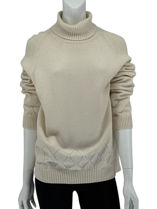 Loro Piana Cream Baby Cashmere Turtleneck Sweater – Size IT 48