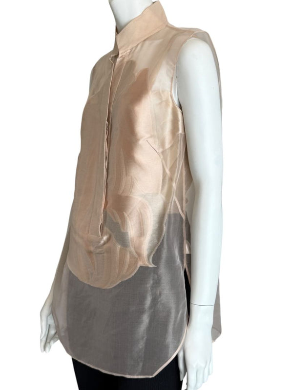 Akris Sheer Silk Organza Sleeveless Blouse – Size US 10 (FR 42 / DE 40)