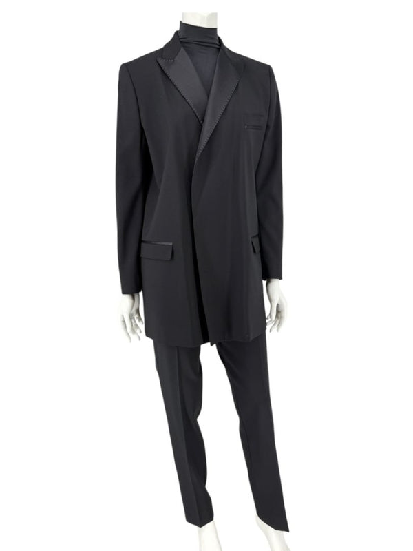 Dolce & Gabbana Black Wool-Silk Blend Tuxedo Blazer & Pants Set – Size IT 44 (US 8)