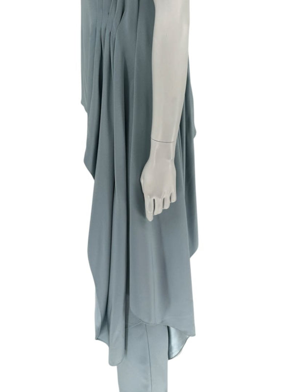 Pamella Roland Blue Draped Tunic & Pants Set Women’s Evening Formal 2 Piece – Size L