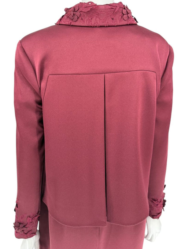 Pamella Roland Burgundy Embellished 2-Piece Set – Large