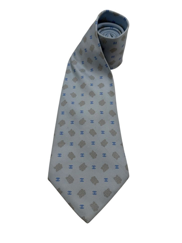 CHANEL Camellia & CC Logo Silk Necktie – Excellent Pre-Owned Condition