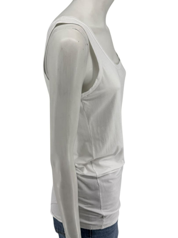 D. Exterior White Viscose Blend Tank Top – Size L