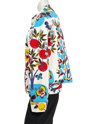 St. John Sport by Marie Gray Fruit & Butterfly Print T-Shirt &amp; Denim-Style Jacket Set – Size XL