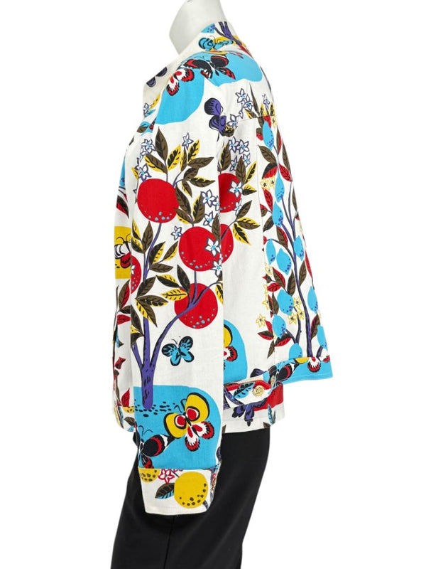 St. John Sport by Marie Gray Fruit & Butterfly Print T-Shirt &amp; Denim-Style Jacket Set – Size XL