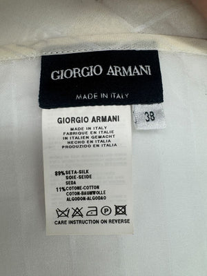 Giorgio Armani Sheer Silk-Blend Pleated Blouse – Size 38 – Made in Italy