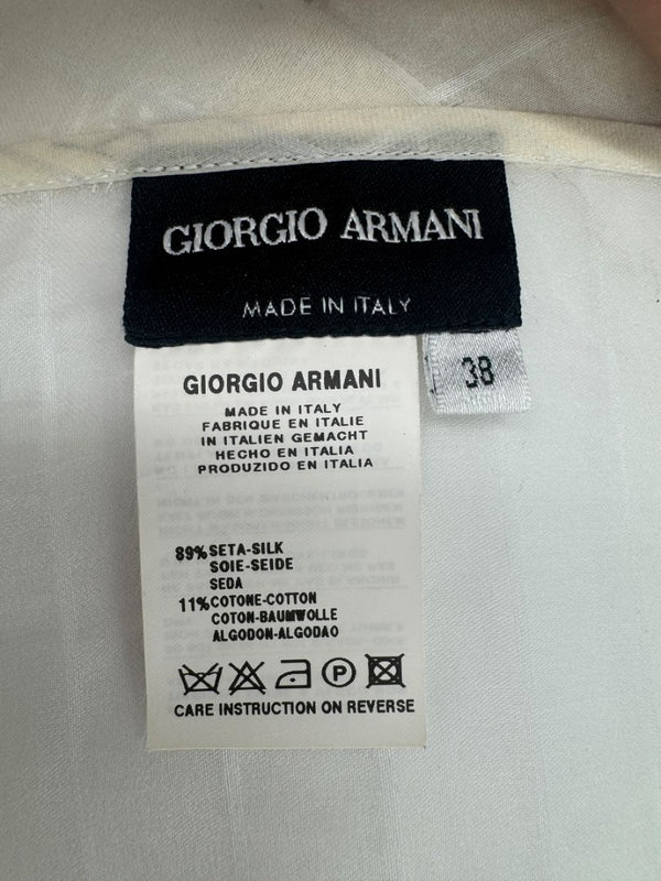Giorgio Armani Sheer Silk-Blend Pleated Blouse – Size 38 – Made in Italy