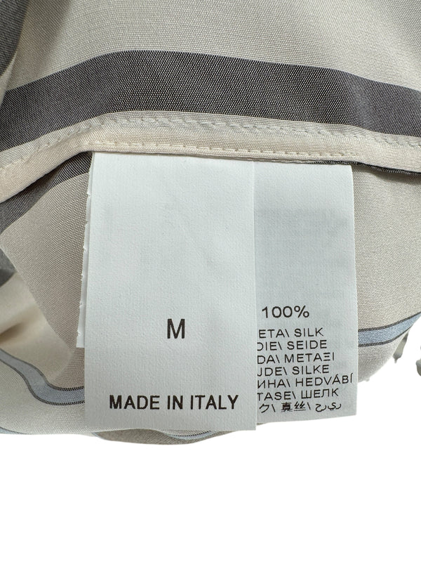 Brunello Cucinelli Italian Silk Striped Shirt with Monili Trim – Size M