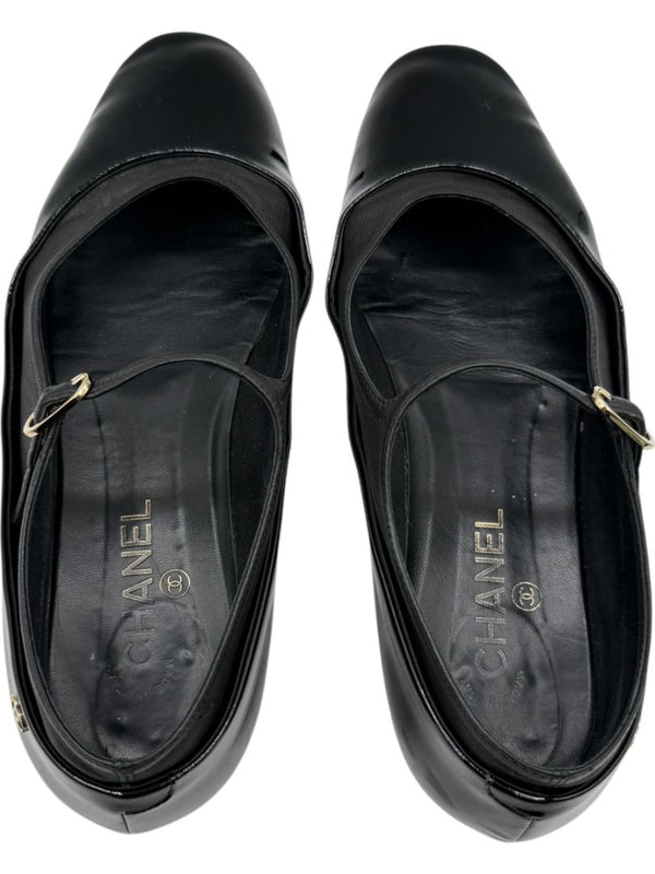 Chanel Patent Leather & Lambskin Mary Jane Ballet Flats – Size 41.5