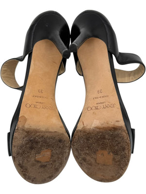 Jimmy Choo Black Leather High Heel Sandals - Size 39