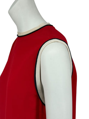 GUCCI Black Sleeveless Mini Dress with Red & Cream Trim - Size IT 46