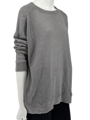 Brunello Cucinelli Grey Linen & Silk Sequin Sweater – Size L