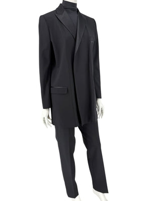 Dolce & Gabbana Black Wool-Silk Blend Tuxedo Blazer & Pants Set – Size IT 44 (US 8)