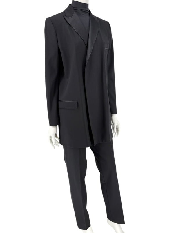 Dolce & Gabbana Black Wool-Silk Blend Tuxedo Blazer & Pants Set – Size IT 44 (US 8)