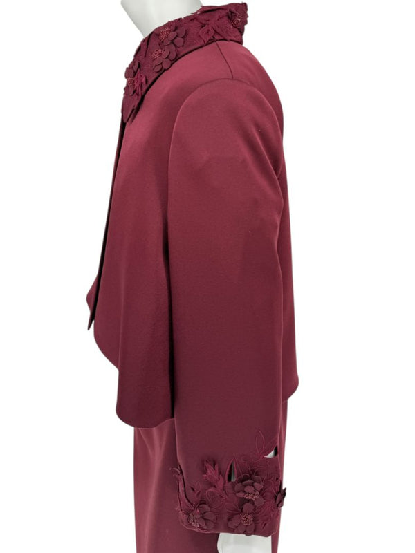 Pamella Roland Burgundy Embellished 2-Piece Set – Large