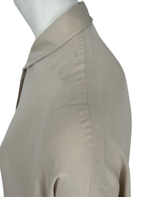 Loro Piana Taupe Silk Short-Sleeve Blouse – Large
