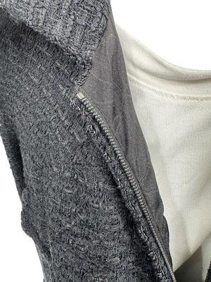 Chanel Women’s Black Textured Tweed Military-Inspired Jacket – Size 44