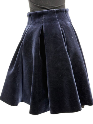Maje Navy Blue Velvet Pleated Skirt – Size 38