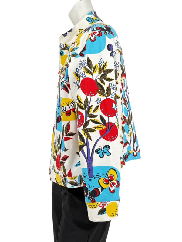 St. John Sport by Marie Gray Fruit & Butterfly Print T-Shirt &amp; Denim-Style Jacket Set – Size XL