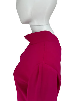 Pamella Roland Magenta Long Sleeve Shift Dress with Sculpted Cuff – Large