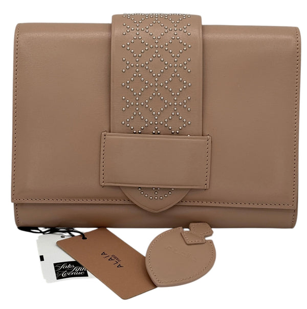 Alaia Simone Arabesque Studded Leather Clutch