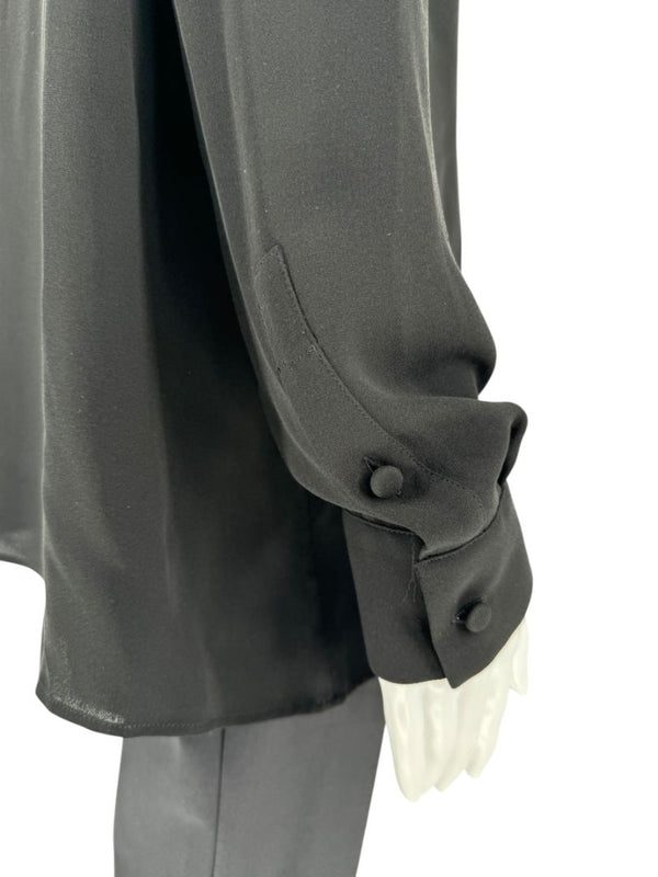 Valentino Embroidered Silk Crepe Blouse in Black – Size IT 42 (US 6)