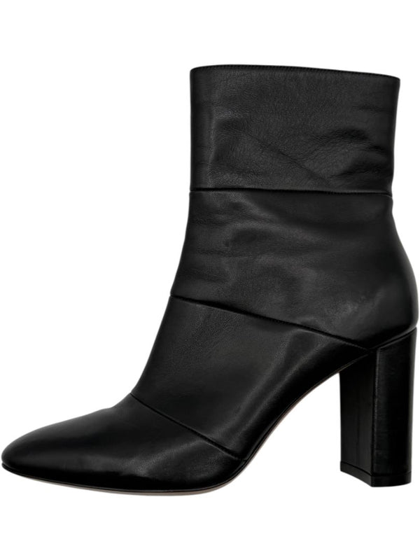 Gianvito Rossi Black Leather Block Heel Ankle Boots – Size 39.5