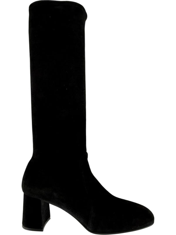 Prada Black Suede Block Heel Knee Boots – Size 39